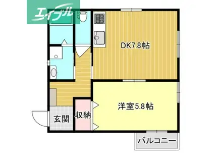 ADVANCE南方(1DK/2階)の間取り写真