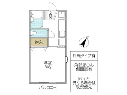 ヴィルヌーブさくらA(1K/2階)の間取り写真
