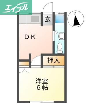 多田コーポ第1(1DK/1階)の間取り写真