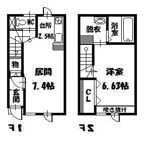 ウエスト ESPACE(1LDK/1階)の間取り写真