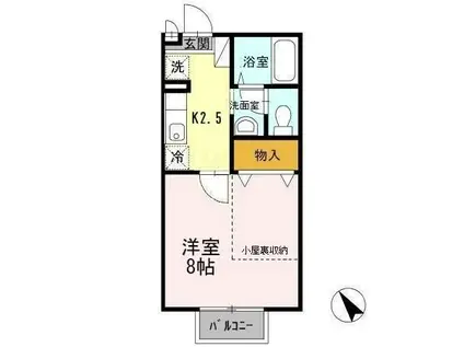 グレープハウス II(1K/2階)の間取り写真
