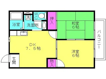 コスモヴィレッジ(2DK/2階)の間取り写真