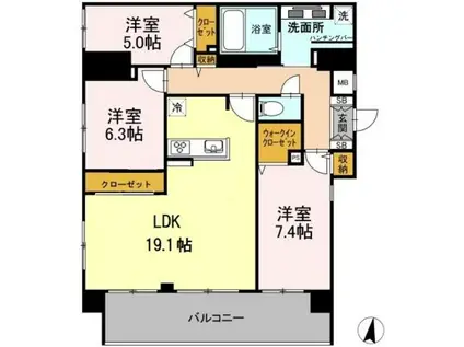 SUAVES(3LDK/6階)の間取り写真