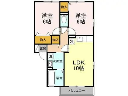 リビングタウン将監A棟(2LDK/1階)の間取り写真