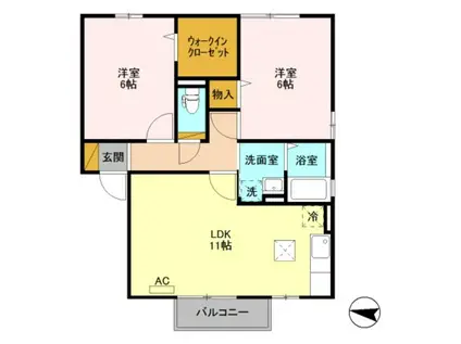 ファミィールB棟(2LDK/1階)の間取り写真