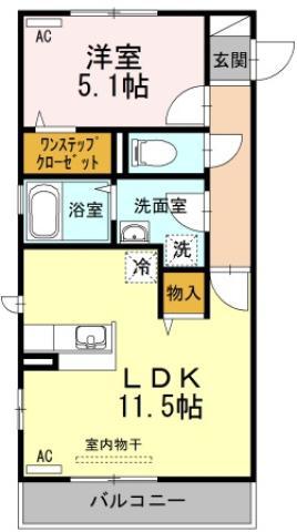グランツ(1LDK/2階)の間取り写真