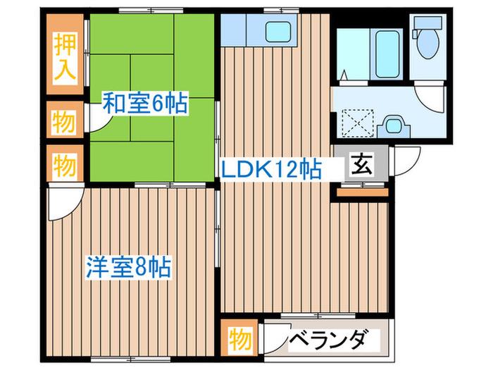 ハイツリビエラ(2LDK/2階)の間取り写真