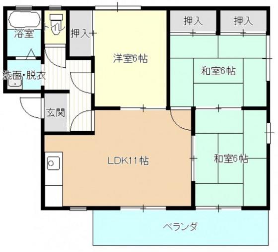 フレグランスコサコA棟(3LDK/2階)の間取り写真