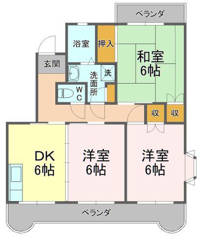 グランドゥール芹が谷(3DK/4階)の間取り写真