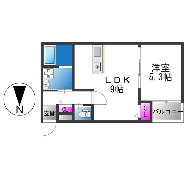 クレスト高安(1LDK/2階)の間取り写真