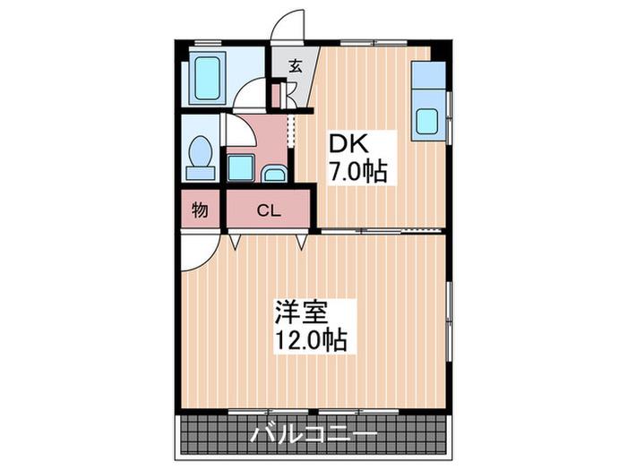 保田ビル(1DK/3階)の間取り写真