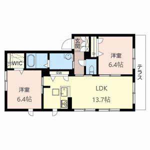 アトリエール茨木(2LDK/1階)の間取り写真