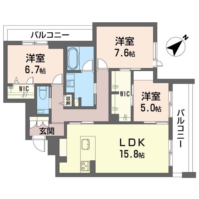 グランディール横濱台場(3LDK/4階)の間取り写真
