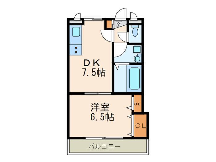 アビタシオングラシュース(1DK/2階)の間取り写真