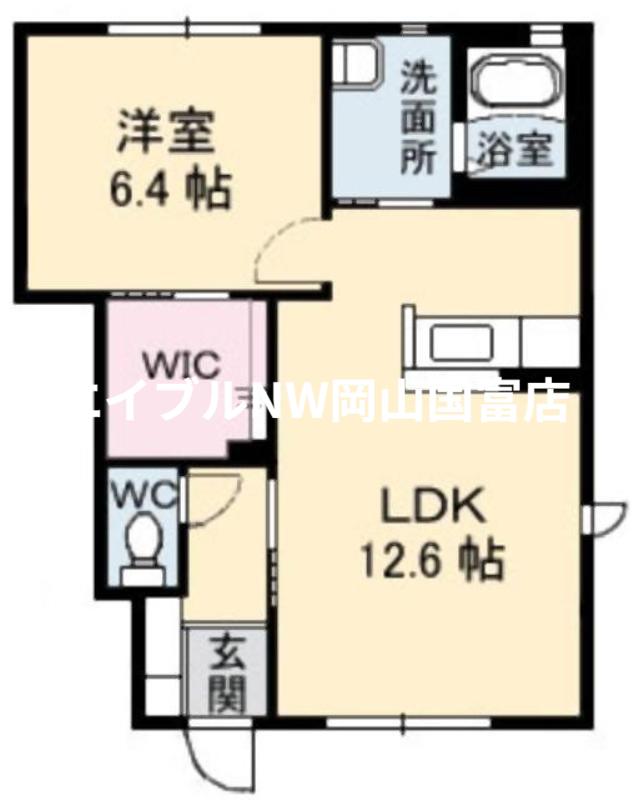 ガーデンクレスD棟(1LDK/1階)の間取り写真