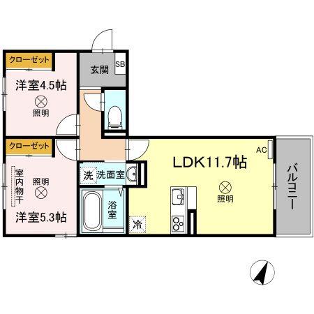 ラ フィオーレ(2LDK/3階)の間取り写真
