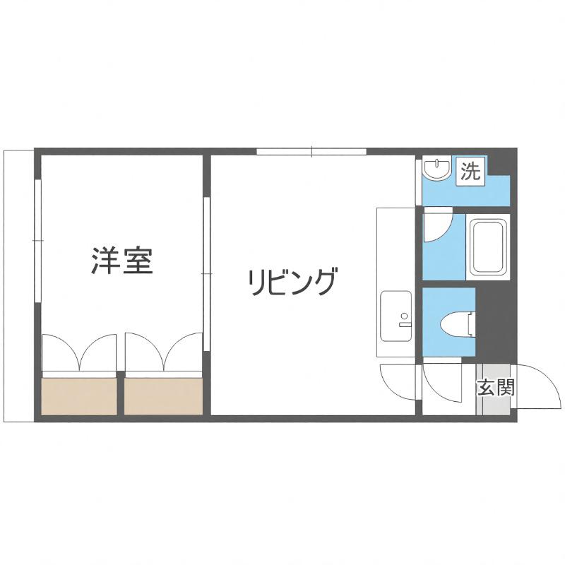 あいりん桑園(1LDK/3階)の間取り写真