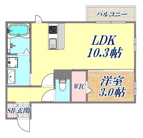 アンバーキューブ(1LDK/1階)の間取り写真