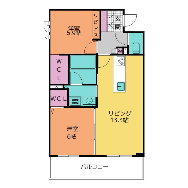 シャーメゾンステージ茜部本郷(2LDK/4階)の間取り写真