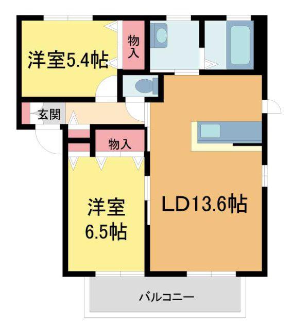フェリース御影(2LDK/1階)の間取り写真