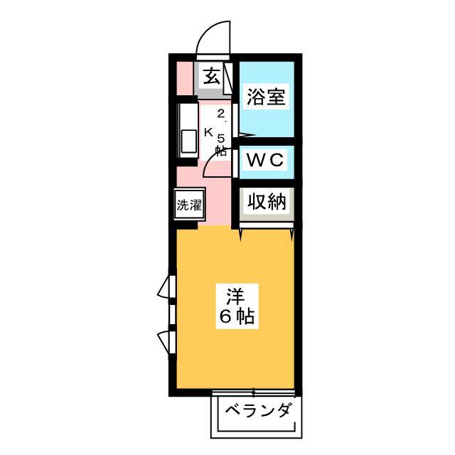 インパクト(ワンルーム/1階)の間取り写真