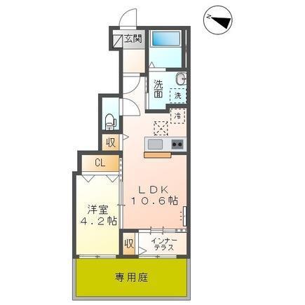 グランレジデンス(1LDK/1階)の間取り写真