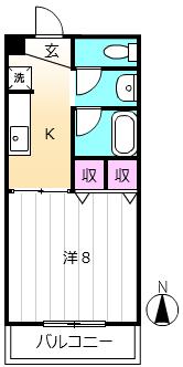 SURPLUSI宮前B(1K/1階)の間取り写真