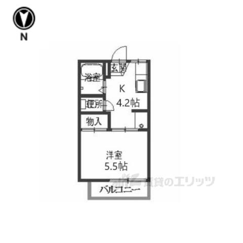 フレグランス竹田Ⅱ(1K/2階)の間取り写真