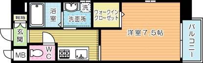 アピアランス歯大前 II(1K/5階)の間取り写真