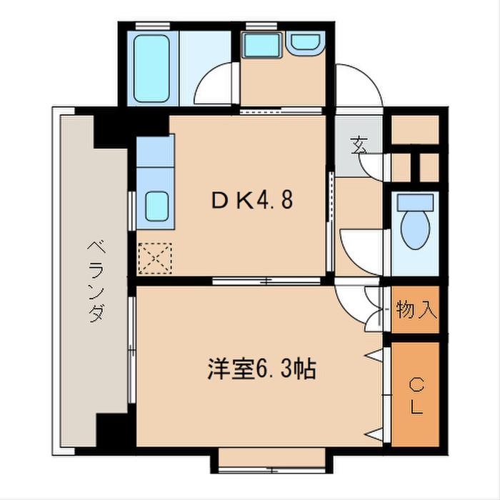 リヴィエール友泉亭(1DK/3階)の間取り写真