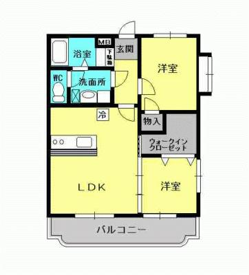 パストラールII(2LDK/4階)の間取り写真