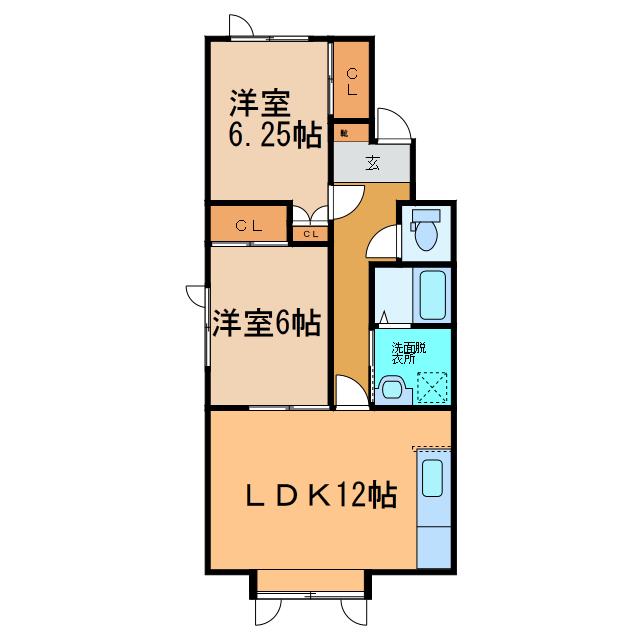 ニューラポート(2LDK/1階)の間取り写真