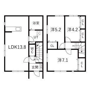 シェモア(3LDK/1階)の間取り写真