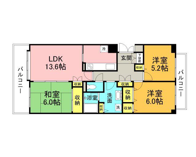 井口台パークヒルズ参番館(3LDK/8階)の間取り写真