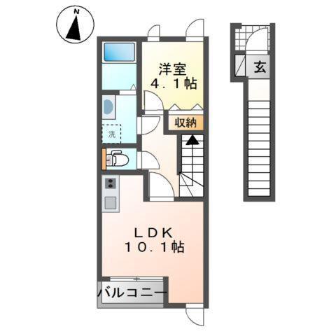 エッセンティア谷上(1LDK/2階)の間取り写真