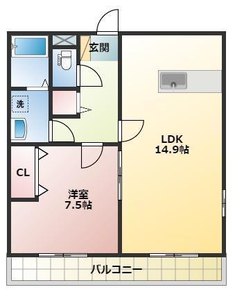 スパッシオメゾン(1LDK/2階)の間取り写真