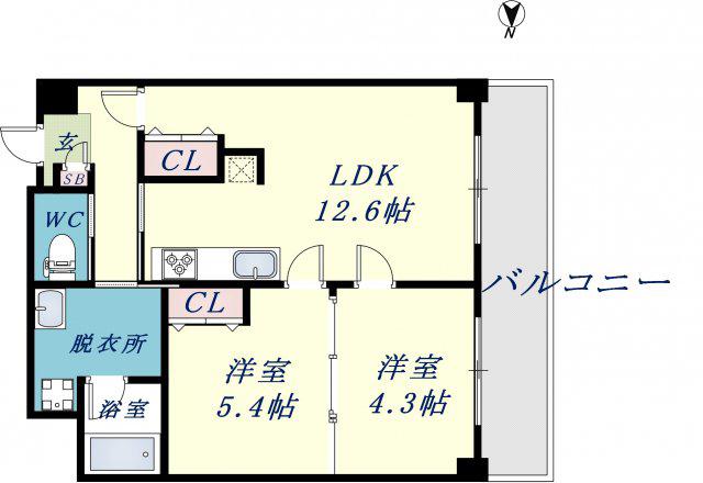 ルビアス上小阪(2LDK/4階)の間取り写真