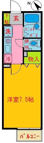 エクレール(1K/1階)の間取り写真