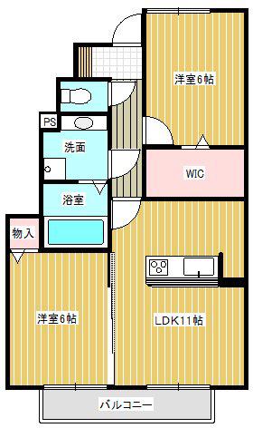 アモールIII(2LDK/1階)の間取り写真