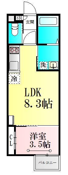 マイティ松が丘(1LDK/2階)の間取り写真