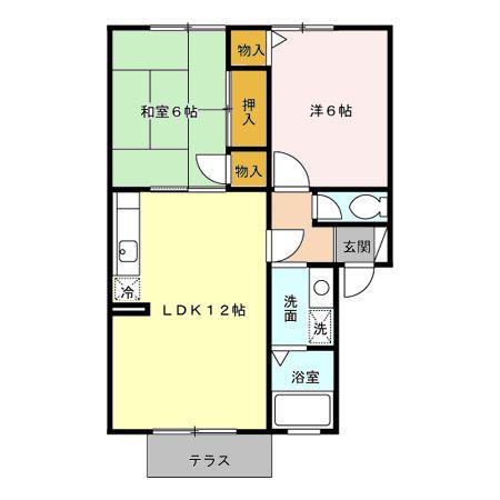 ウィルモア(2LDK/1階)の間取り写真