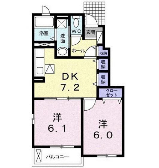 セイバリー・K(2DK/1階)の間取り写真