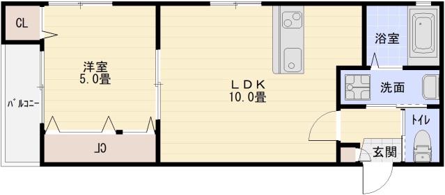 シティコート八尾A(1LDK/3階)の間取り写真
