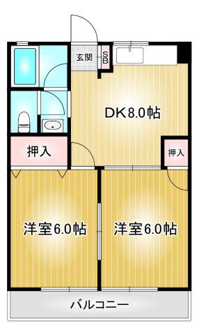 クリーンビル(2DK/4階)の間取り写真