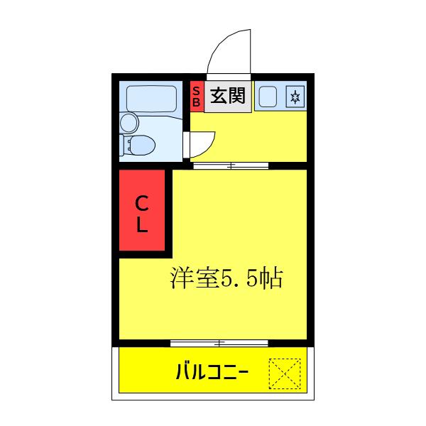 鈴木ハイム(1K/2階)の間取り写真