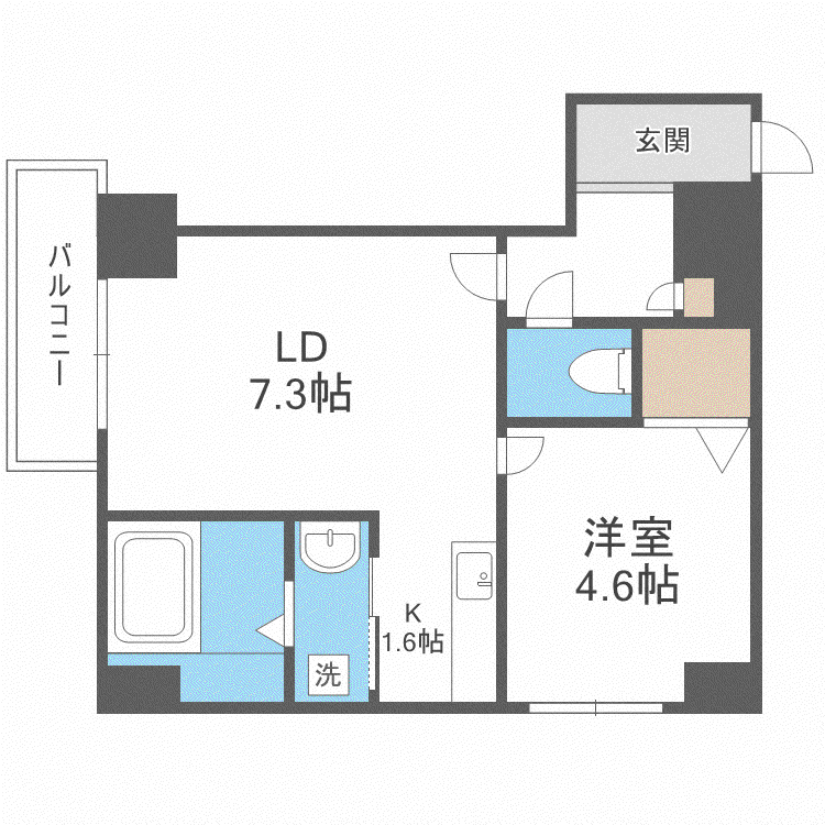 LEVANTE元町(1LDK/5階)の間取り写真