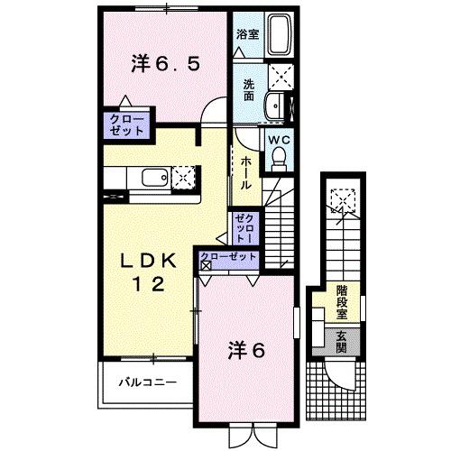 リバーサイドホヅミI(2LDK/2階)の間取り写真