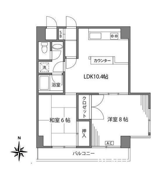 ハイムカミヨ(2LDK/2階)の間取り写真