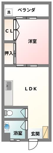 シティーサイド城(1LDK/2階)の間取り写真