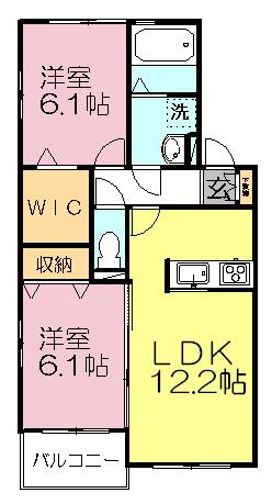 アルシオネ(2LDK/2階)の間取り写真